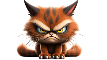 an angry Halloween monster cat with big eyes and a big mouth ai generative png