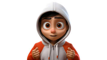 a cartoon boy wearing a hoodie and holding a phone ai generative png