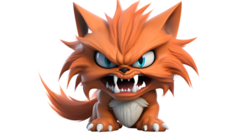 an angry Halloween monster cat with big eyes and a big mouth ai generative png