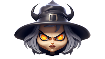 a ai generative witch with a hat on her head png