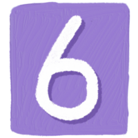 número 6 6 en púrpura cuadrado png