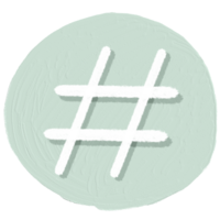 le hashtag est dans le vert cercle. png