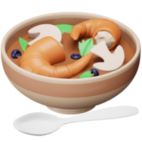 Hot soup 3d rendering isometric icon. png