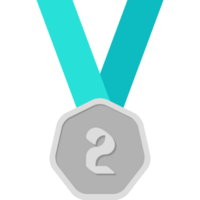 Second Place Silver Medal Green Ribbon Basic Shape png