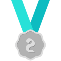 Second Place Silver Medal Green Ribbon Basic Shape png