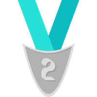 Second Place Silver Medal Green Ribbon Basic Shape png