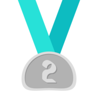 Second Place Silver Medal Green Ribbon Basic Shape png