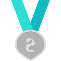 Second Place Silver Medal Green Ribbon Basic Shape png