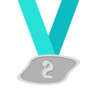 Second Place Silver Medal Green Ribbon Basic Shape png