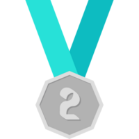 Second Place Silver Medal Green Ribbon Basic Shape png