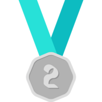 Second Place Silver Medal Green Ribbon Basic Shape png