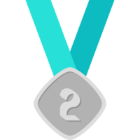segundo Lugar, colocar prata medalha verde fita básico forma png