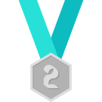 Second Place Silver Medal Green Ribbon Basic Shape png