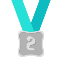 Second Place Silver Medal Green Ribbon Basic Shape png