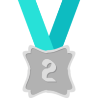 Second Place Silver Medal Green Ribbon Basic Shape png