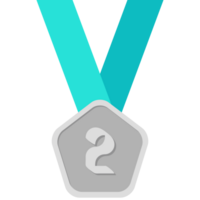 Second Place Silver Medal Green Ribbon Basic Shape png