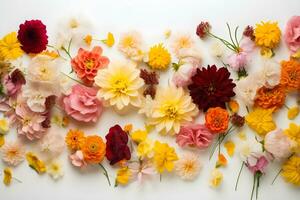 Colorful flowers composition on white background photo