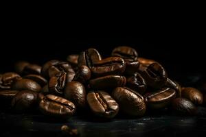 Coffee beans on a dark background photo