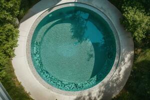 Circle pool top view. Generate Ai photo