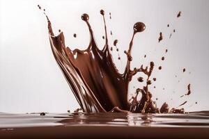 A chocolate splash on white background. photo