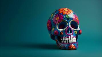 Day of the Dead Sugar Skull  with copyspace photo