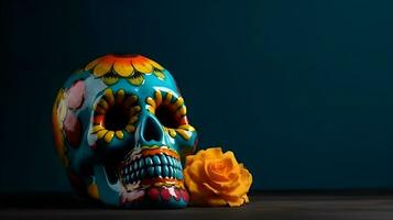 Day of the Dead Sugar Skull  with copyspace photo