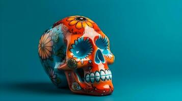 Day of the Dead Sugar Skull  with copyspace photo