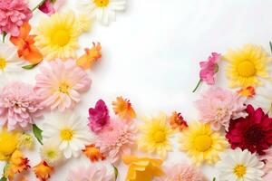 Colorful flowers composition on white background photo