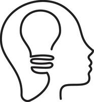 vector light bulb in the head. creative ideas in the brain. brainstorm vector illustration on white background.