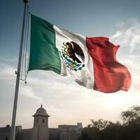 Flag of Mexico waving in the wind photo