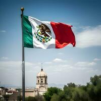 Flag of Mexico waving in the wind photo