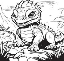 coloring page for dinosaure vector