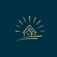 real estate sun house logo icon vector