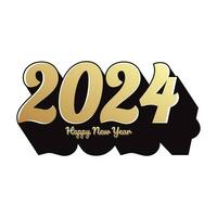 sticker gold 2024 with shadow design concept. happy new year vector illustration.