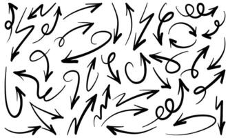 Set of Hand drawn vector arrows doodle on white background. design element vector illustration.