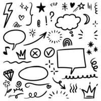 set of Hand drawn doodle elements for concept design isolated on white background. vector illustration.