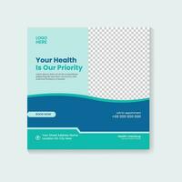 Healthcare service and medical social media post template vector