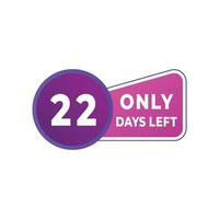 day left countdown discounts and sale time. day left sign label vector illustration