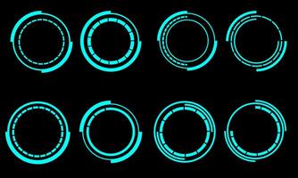 Set of sci fi blue circle user interface elements technology futuristic design modern creative on black background vector