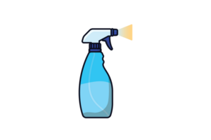 Disinfect and Cleaning Spray Bottles illustration. Home cleaning service objects icon concept. Cleaning spray bottle nozzle close up design. png