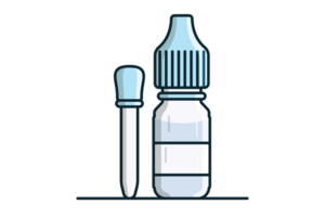 cuentagotas con botella ilustración. salud y médico objeto icono concepto. botellas para médico productos, vape mi líquido, ojo gota, médico botella diseño. png