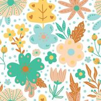Cute Colorful Modern Flower Flat Design Seamless Pattern vector