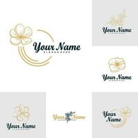 Set of Elegant Rose Flower logo design vector. Minimalist Rose Flower logo design template concept vector