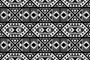 Black and white geometric ethnic seamless pattern design for wallpaper, background, fabric, curtain, carpet, clothing, and wrapping. vector