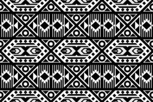 Black and white geometric ethnic seamless pattern design for wallpaper, background, fabric, curtain, carpet, clothing, and wrapping. vector