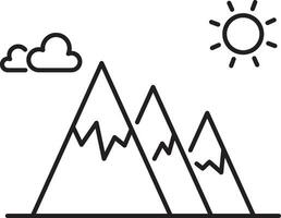 vector mountain and sun. clouds with mountains. nature landscape vector illustration on white background.