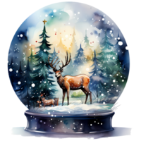 Snow Globes Christmas Watercolor Sublimation AI Generative png