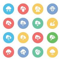 Set of Cloud Technology Flat Icons vector