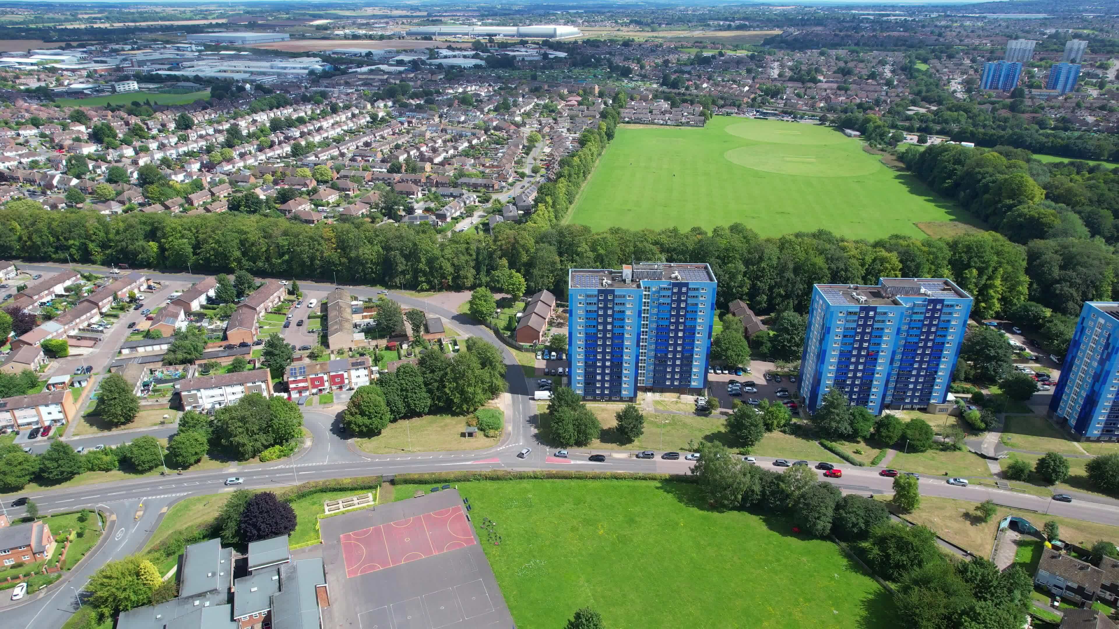 Aerial View of British City and Residential Distract Luton, England, UK ...