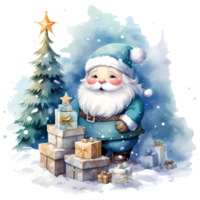 Christmas Gnome with Gifts Watercolor AI Generative png